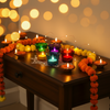 Multi-Color Diwali Glass Votive Candle Holders for Home Décor, Set of 6