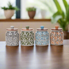 Handcrafted Ceramic Utility Jar | Jaipur Jali Pattern | Airtight Wooden Lid (500ml)