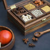 Premium Spice Box with 6 Containers & Spoon in Sheesham Wood