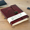 Large Cherry Color Hand Embossed Leather Diary Journal Notebook with Handmade Paper and Metal Lock (8
