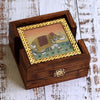 Elephant Gemstone Wooden Tea Coasters Set | Handmade Coasters with Holder