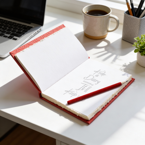 Red Handmade Diary Notebook with Deckle-Edge Pages – Premium Cotton Paper Journal