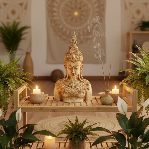 Antique Finish Meditating Thai Buddha Showpiece for Home Décor (Poly-Fiber)