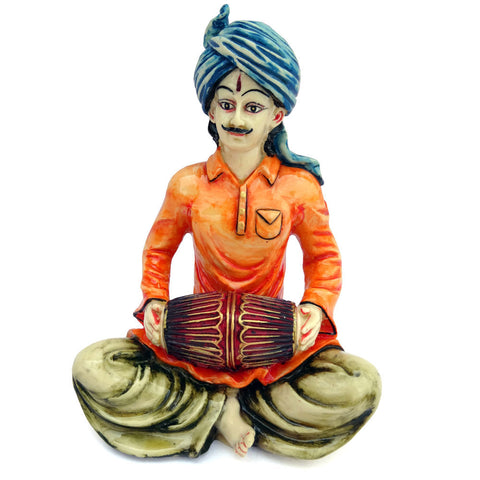 Indian Man Playing Tabla Polyresin Statue – Elegant Home Décor Showpiece
