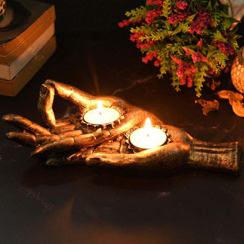 Gyan Mudra Palms Decorative Tea Light