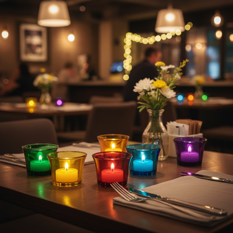 Multi-Color Diwali Glass Votive Candle Holders for Home Décor, Set of 6