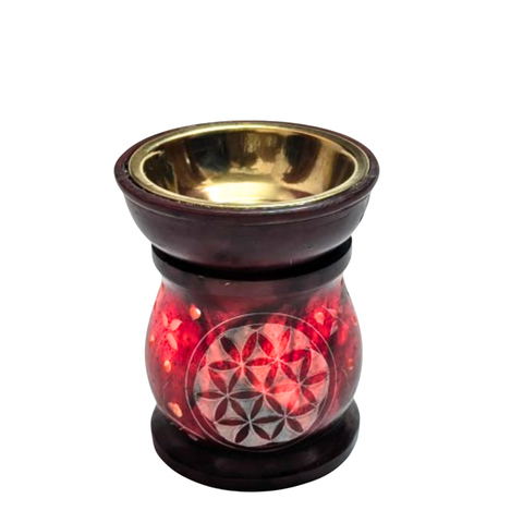 Handcrafted Soapstone Aroma Burner & Oil Diffuser with Brass Bowl