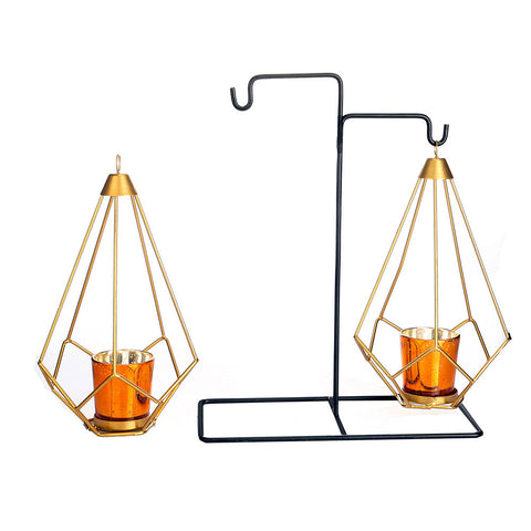 Black & Gold Geometric Candle Holders