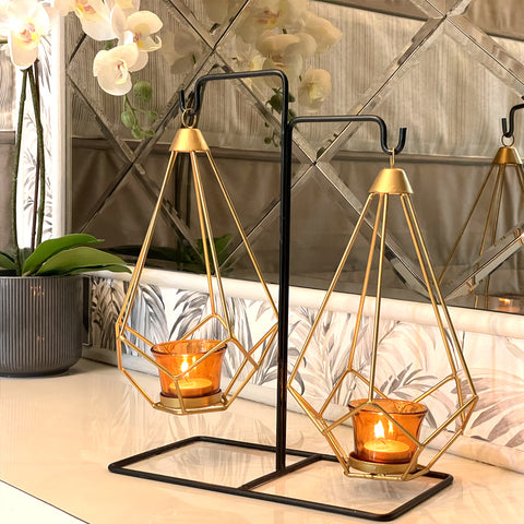 Gold Geometric Candle Holder