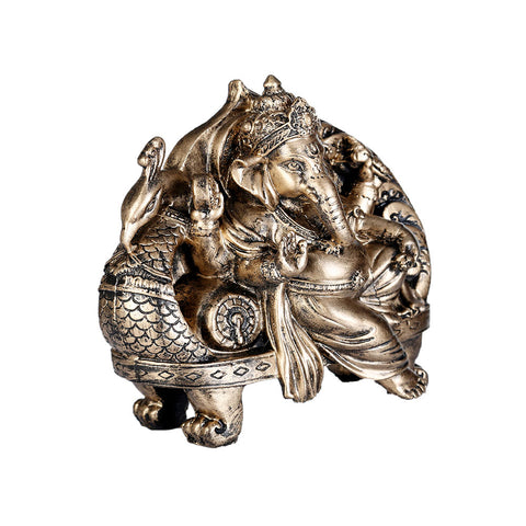 Lord Ganesh Idol Resting On Large Size Peacock Couch (Polyresin Moorti)