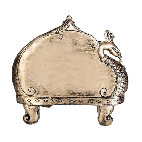 Lord Ganesh Idol Resting On Large Size Peacock Couch (Polyresin Moorti)