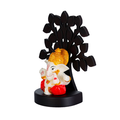 Lord Ganesh Blessing Pose Under Tree Decorative Showpiece
