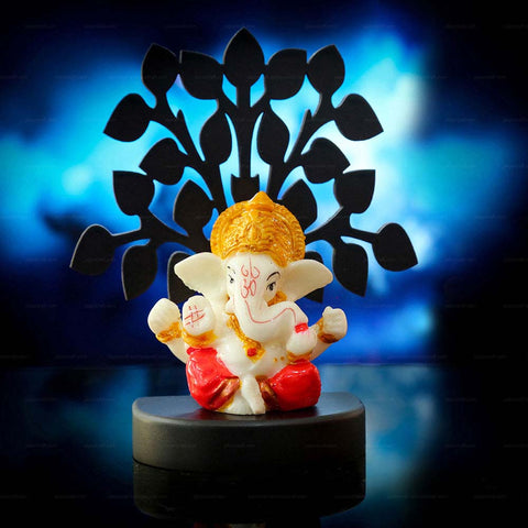Lord Ganesh Blessing Pose Under Tree Decorative Showpiece