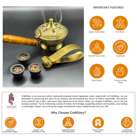 Pure Brass Sambrani Holder  – Premium Dhuni Burner for Festivals & Puja (2 CUP FREE)