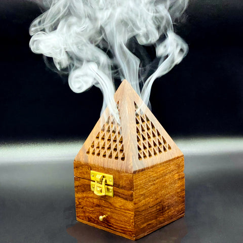 Indian Temple Shape Incense Cone Burner & Masala Incense Cones Box / Bakhoor Burner / Dhoona Box Incense Burner With Drawer