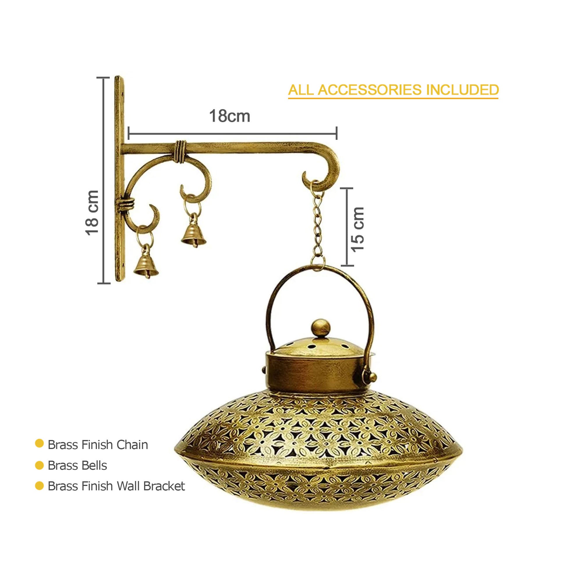 Degchi Dhoop Pot Set with Wall Hanger | Antique Brass Finish Incense ...
