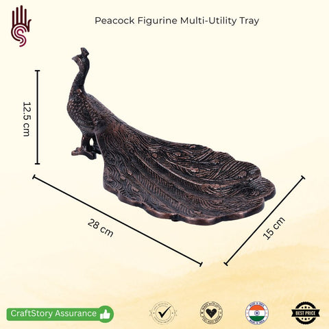 Peacock Figurine Multi-Utility Tray – A Regal Blend of Art & Functionality