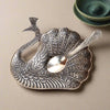 Brass Metal Peacock Shape Handcrafted Serving Tray with Spoon