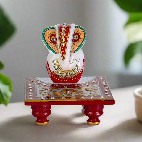 white marble ganesh murti