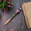 Exquisite Handcrafted Wooden Peacock Ballpoint Pen with Designer Handmade Paper Gift Box