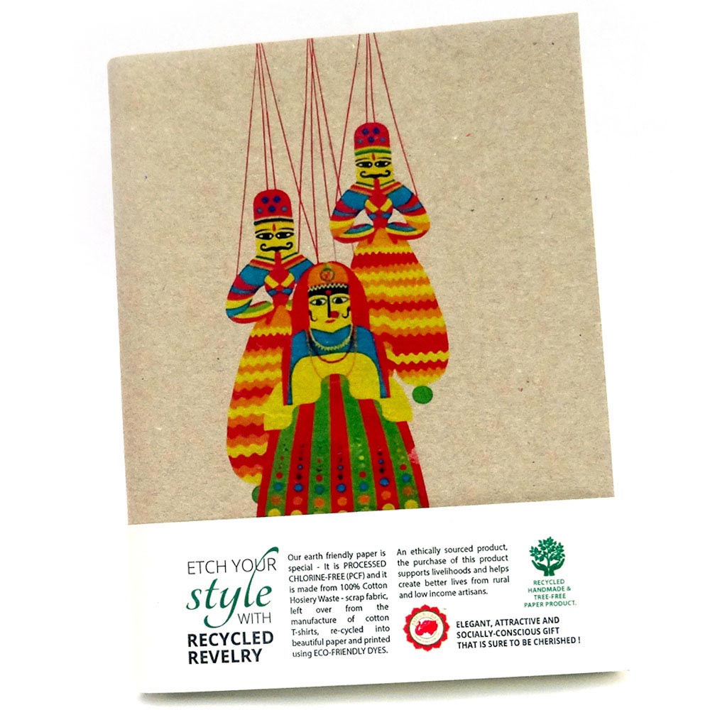 Puppet Print Handmade Paper Journal | Eco-Friendly Ethnic Notebook ...