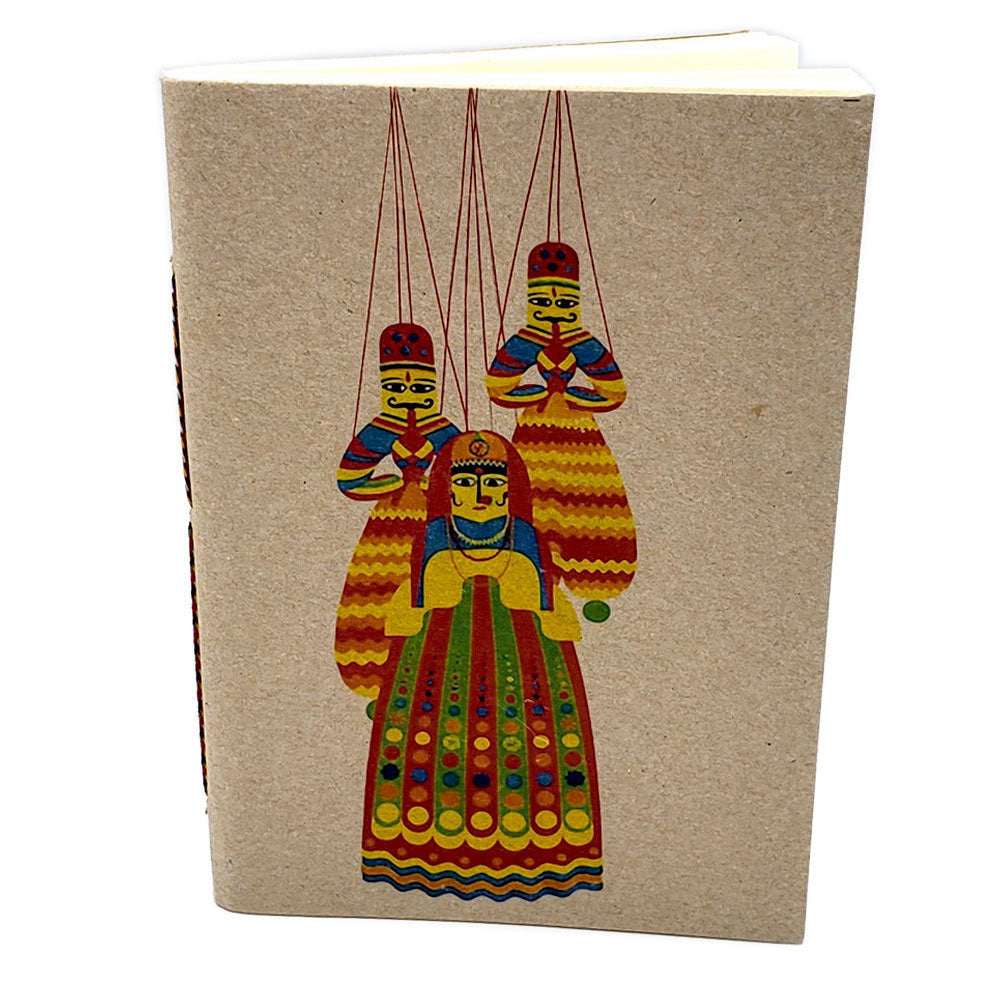Puppet Print Handmade Paper Journal | Eco-Friendly Ethnic Notebook ...