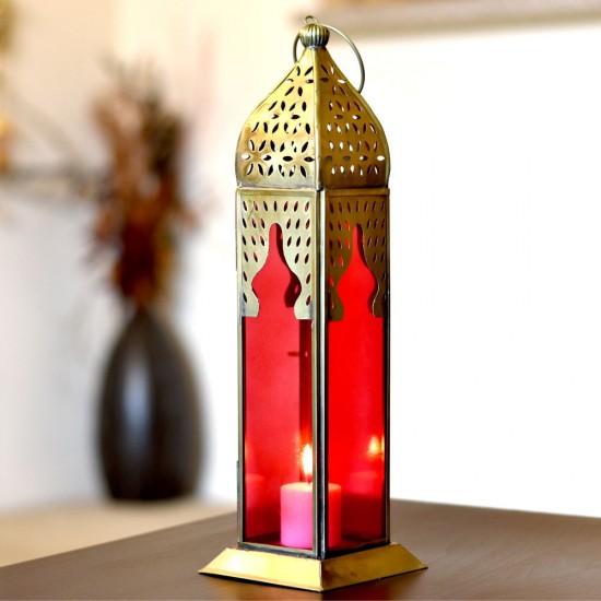 14" Tall Moroccan Lantern Glass Hanging Lamp