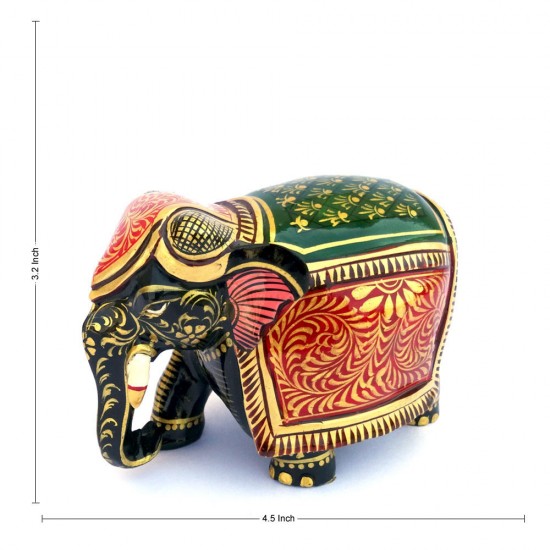 Miniature Hand Painted Wooden Elephant Statue